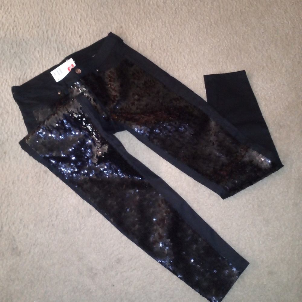 H&m sequined black pants